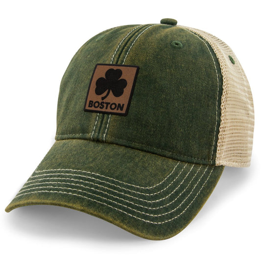 Boston Shamrock Leather Patch Dirty Water Trucker - Chowdaheadz